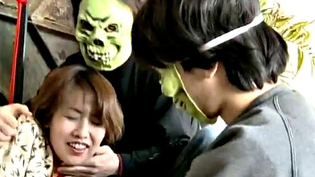 Bondage babe dominated by man