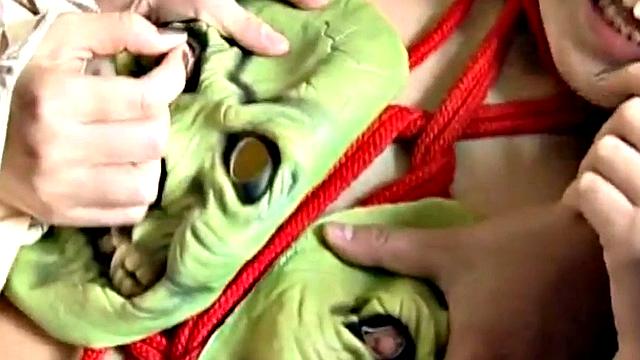 Bondage babe dominated by man