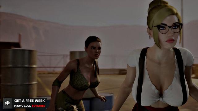 Futa3dX - Green Haired Babe Gets Fucked By Punk Girl And Futa Babe