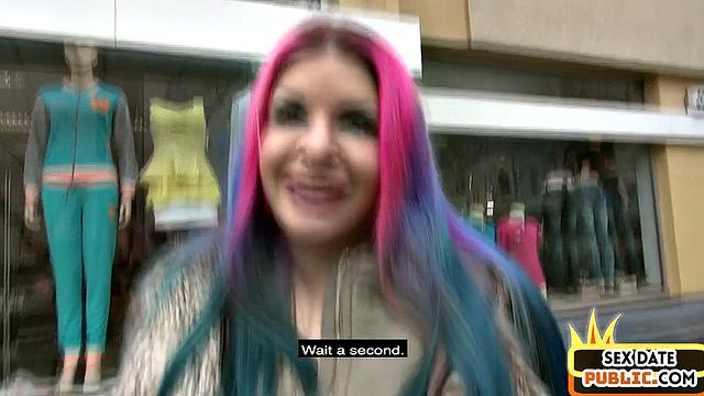 Pinkhair Cougar giving head