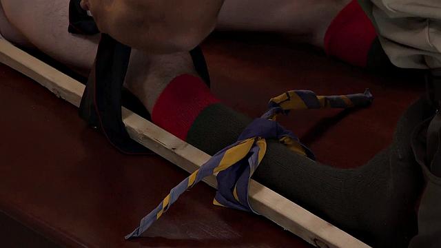 Real skinny scout pounded by DILFS in office 4some