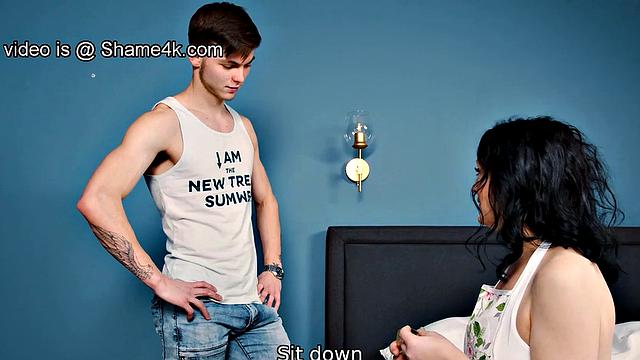 SHAME4K. guy finds dildo in the closet of old friend of his stepmother and bangs her