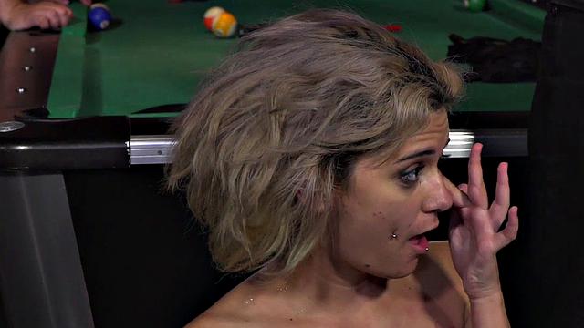 A humiliated teen get her hair pulled and face roughed up in front of voyeurs in public