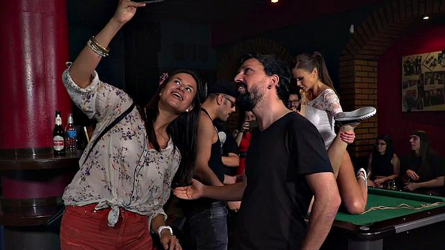 A humiliated teen get her hair pulled and face roughed up in front of voyeurs in public