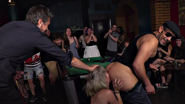 A humiliated teen get her hair pulled and face roughed up in front of voyeurs in public