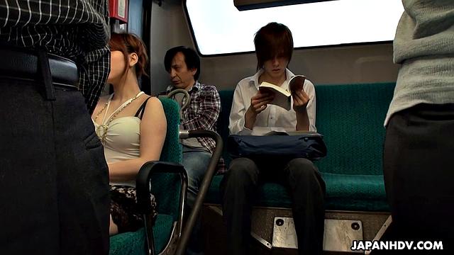 Sexy Mari Motoyama rides a bus and finds a man to suck and fuck
