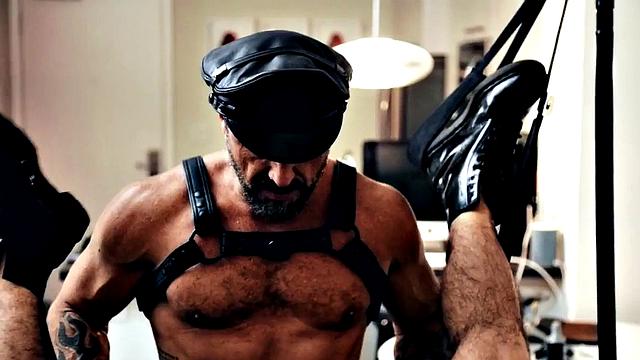 Hairy hunk barebacked by muscled BF after rimming