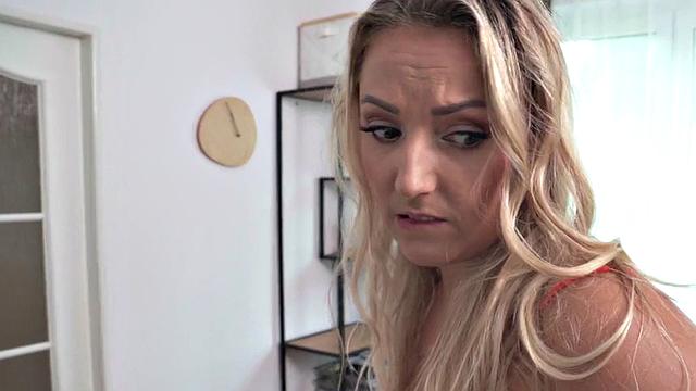 Lez tattooed busty MILF squirts from vibrator