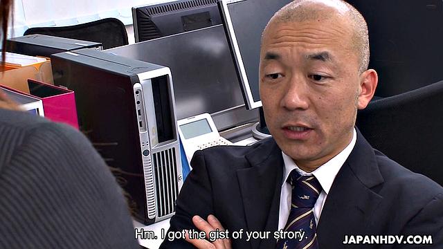 Sexy Office Lady Drilled by Boss in a Threesome