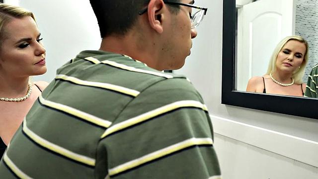 MILF perverted stepmom rides big dick in POV