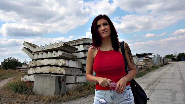 Big tits blowjob in public