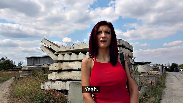 Big tits blowjob in public