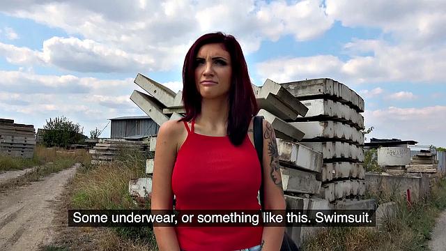 Big tits blowjob in public