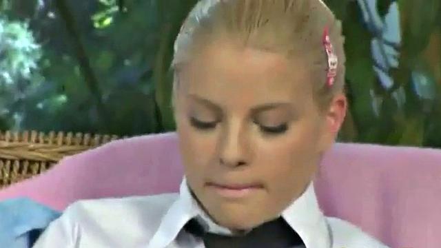 Petite solo schoolgirl masturbates