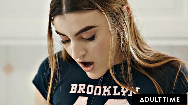 ADULT TIME - Sex Addict Julia James SQUIRTS On Stepdad By Accident During Sneaky Masturbation