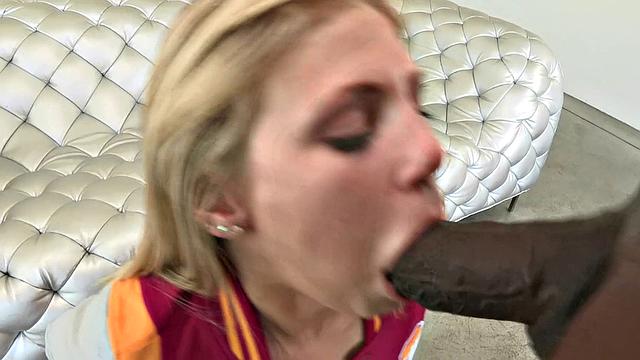 Blonde Scarlet in Sneakers Gives a Blonde Blowjob and Fucks BBC with Her Ass in Doggy Style
