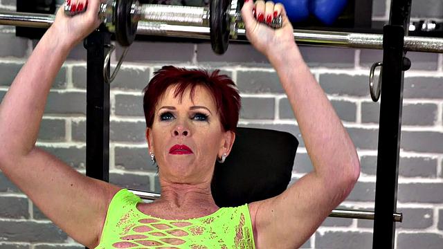 A granny and exercise ball