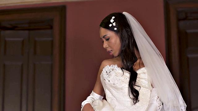 VIP4K. Couple starts in front of the guests after wedding ceremony