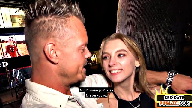 Skinny German chick fucked by sex date in hotel sex