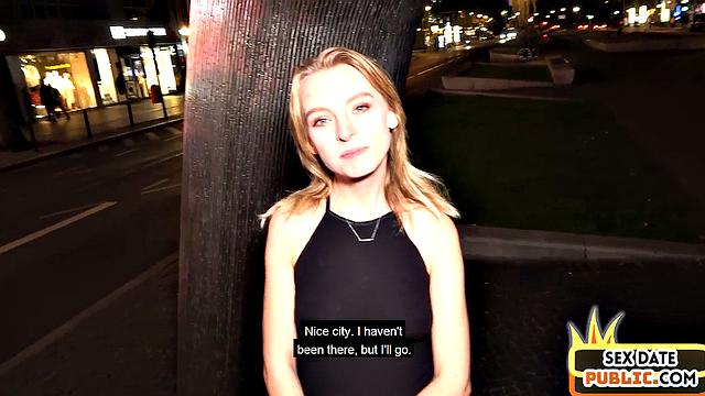 Skinny German chick fucked by sex date in hotel sex