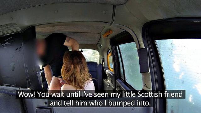 Sexy red head with natural tits enjoys anal in stockings and business suit