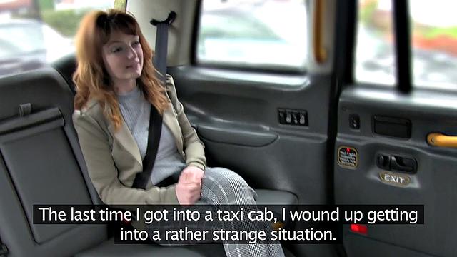 Sexy red head with natural tits enjoys anal in stockings and business suit