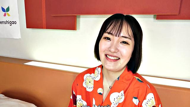 Hana Kawamura in a threesome sucking and fucking two men