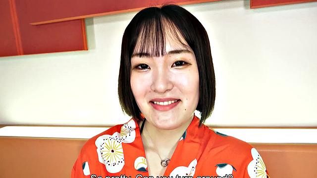 Hana Kawamura in a threesome sucking and fucking two men