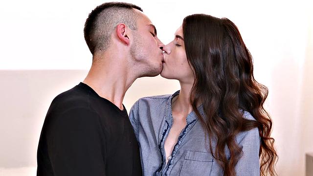 Nerdy art student Ariana Shaine gets her bald pussy and tight ass pounded in hot reverse cowgirl action