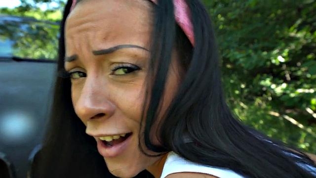 Picked up babe POV public fucked outdoors in car for cash