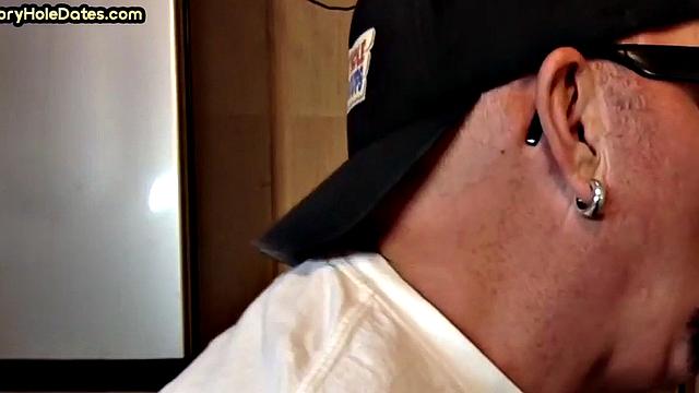 Cocksucking DILF sucks and jerks cock at home