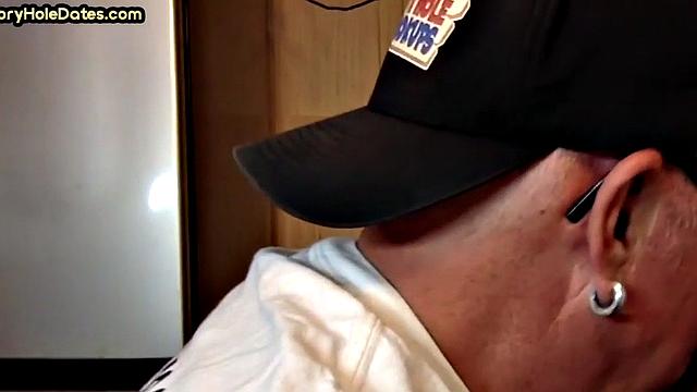 Cocksucking DILF sucks and jerks cock at home