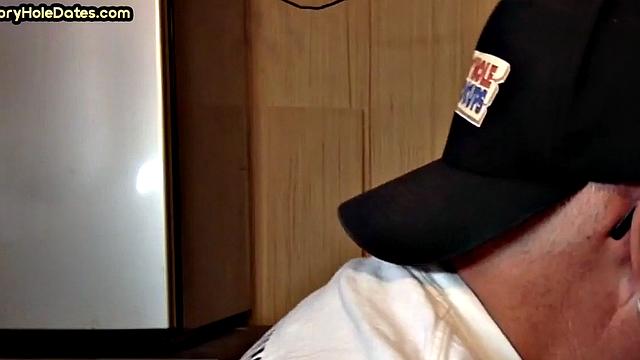 Cocksucking DILF sucks and jerks cock at home