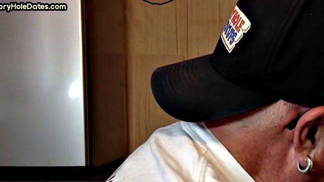 Cocksucking DILF sucks and jerks cock at home