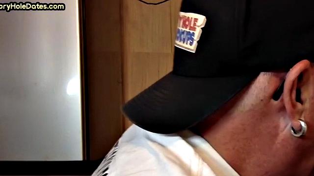 Cocksucking DILF sucks and jerks cock at home