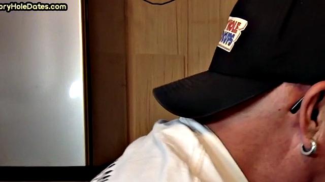 Cocksucking DILF sucks and jerks cock at home