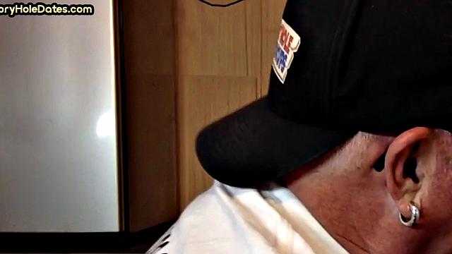 Cocksucking DILF sucks and jerks cock at home