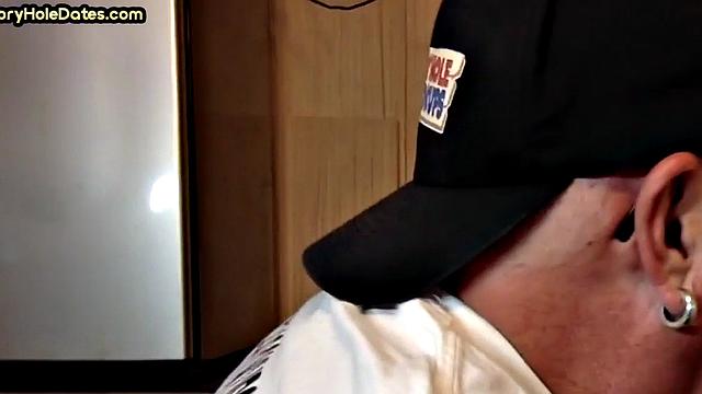 Cocksucking DILF sucks and jerks cock at home