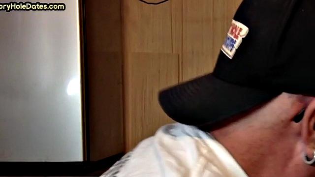 Cocksucking DILF sucks and jerks cock at home