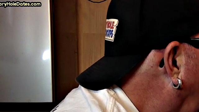 Cocksucking DILF sucks and jerks cock at home