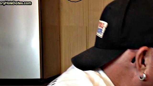 Cocksucking DILF sucks and jerks cock at home