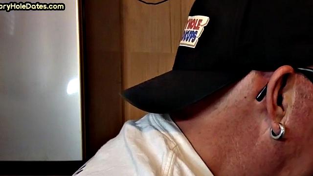 Cocksucking DILF sucks and jerks cock at home