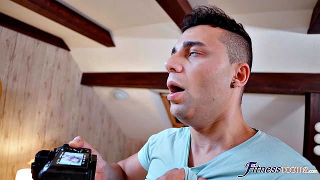 Blonde gymfluencer bangs cameraman