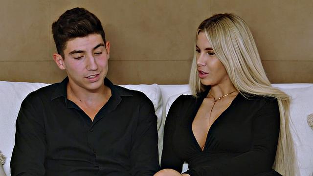 Dirty dame Miss Naughty blows her guest's mind with her suck skills in the kitchen surrounded by XXX porn.