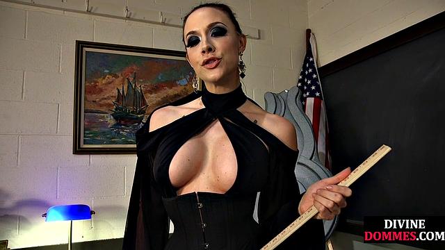 Femdom dominatrix caning student