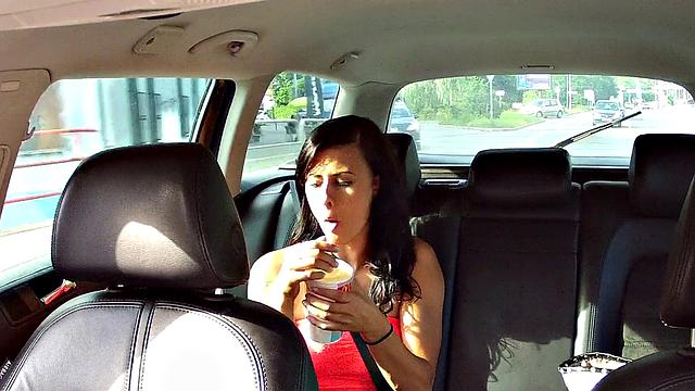 Young tattooed brunette with natural tits enjoys a free ride with a big dick and a hot blowjob