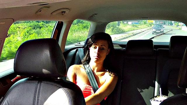 Young tattooed brunette with natural tits enjoys a free ride with a big dick and a hot blowjob