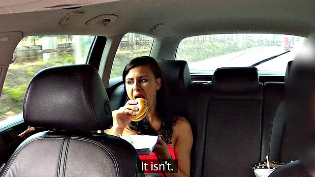 Young tattooed brunette with natural tits enjoys a free ride with a big dick and a hot blowjob