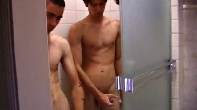 Straight Boys Dan and Jayden get back from an afternoon of skateboarding and decide to shower together. They strip down and step into the tub.
