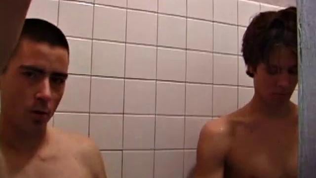 Straight Boys Dan and Jayden get back from an afternoon of skateboarding and decide to shower together. They strip down and step into the tub.